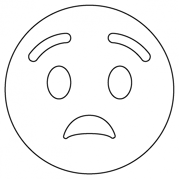 Anguished Face Emoji coloring page image