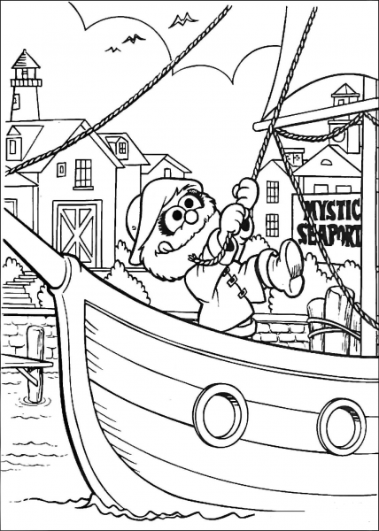 Animal on the boat at Mystic Seaport coloring page image