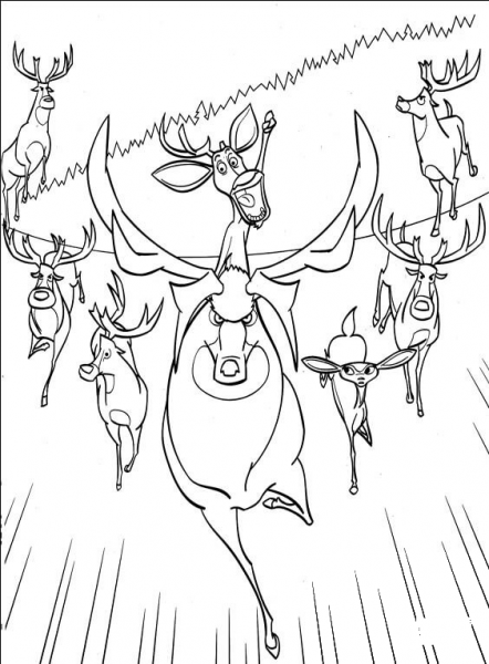 Animals attack hunters coloring page image
