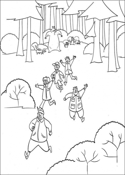 Animals Have Chased Away hunters coloring page image