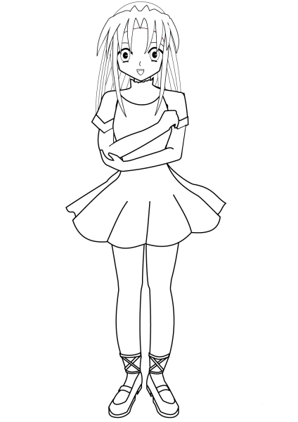 Anime Ballerina coloring page image