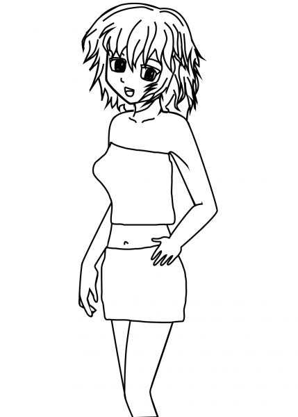 Anime Girl coloring page image