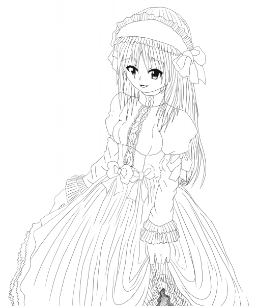 Anime Maid Character by Gabriela Gogonea coloring page image