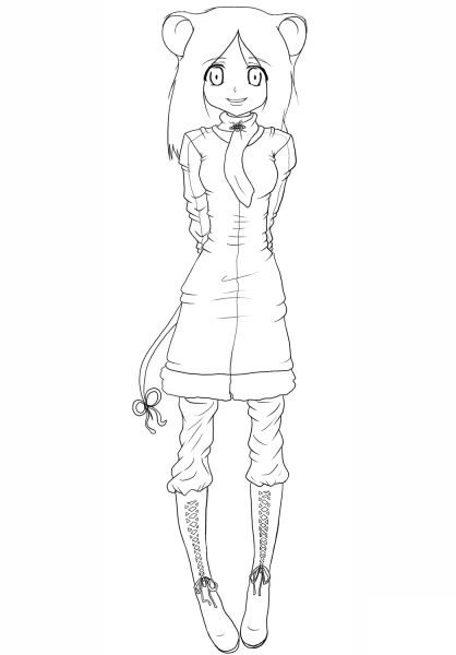 Anime Mouse Girl by Gabriela Gogonea coloring page image
