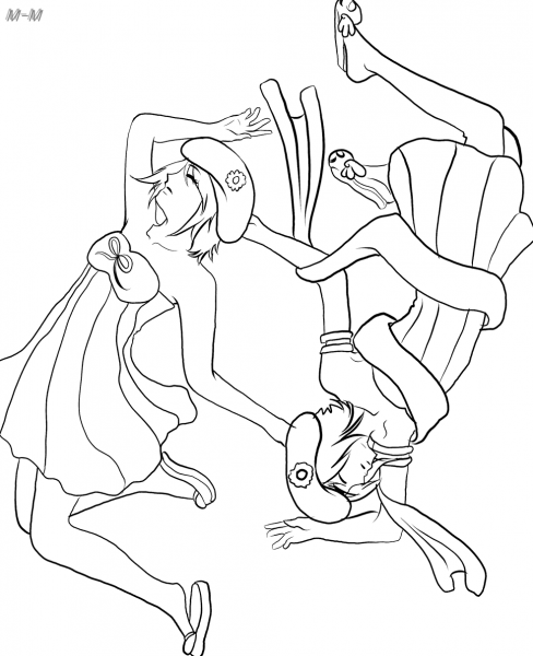 Anime Twin Girls coloring page image