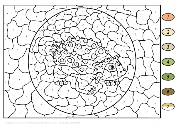 Ankylosaurus Color by Number image