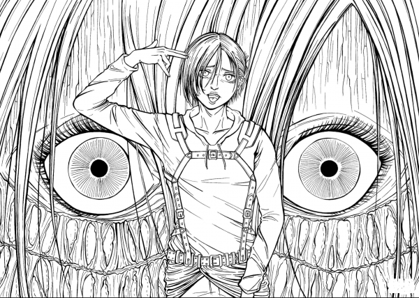 Annie Leonhardt Female Titan from Manga Series Shingeki No Kyojin (Attack on Titan, Advancing Giants) coloring page image