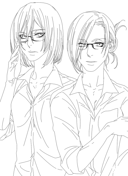 Annie Leonhart and Mikasa Ackerman coloring page image