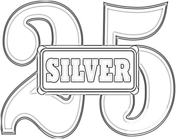 Anniversary 25 Silver Wedding  coloring page image