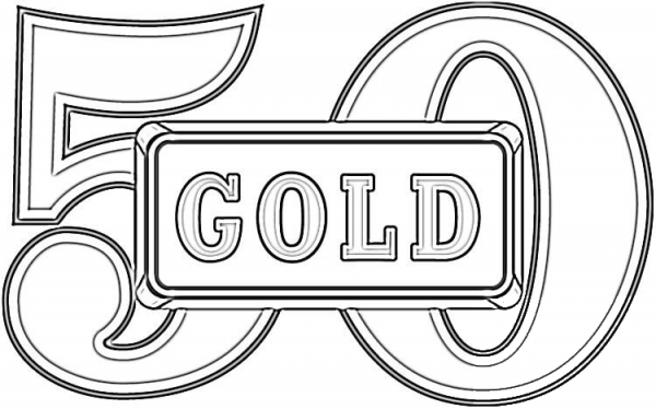 Anniversary 50 Years Gold Wedding  coloring page image