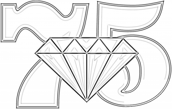 Anniversary 75 Years Diamond Wedding  coloring page image
