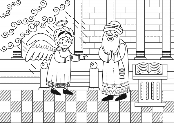 Annunciation to Zechariah coloring page image