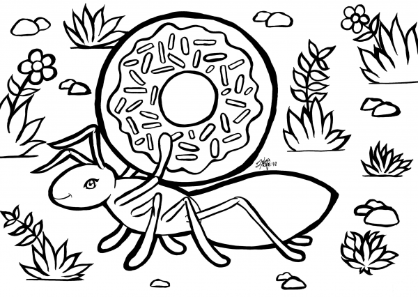 Ant coloring page image
