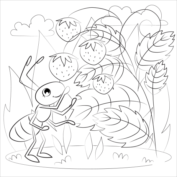 Ant coloring page image