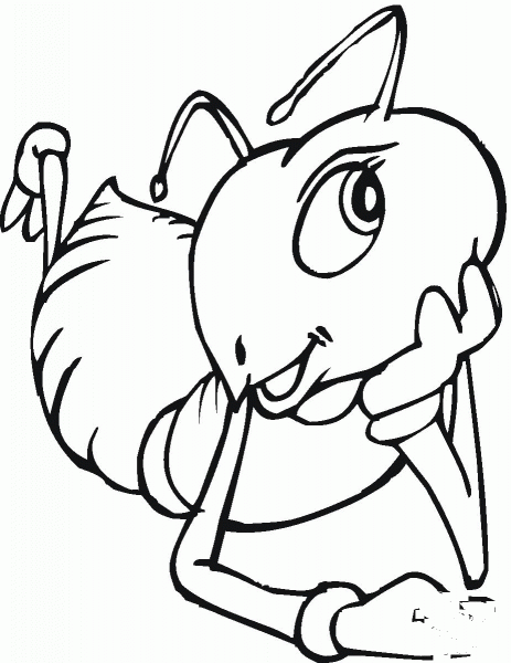 Ant Is Thinking coloring page image