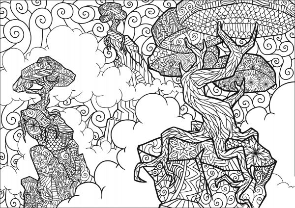 Anti-stress Landscape coloring page image