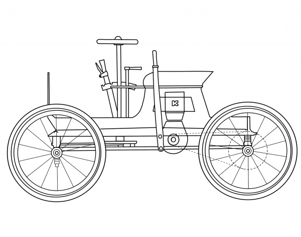 Antique car coloring page image