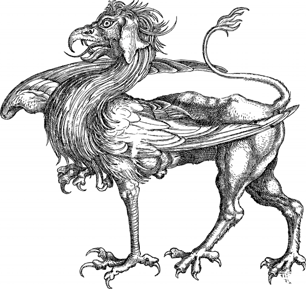 Antique Griffin coloring page image