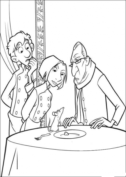 Anton, Alfredo, Colette are Looking At Remy  coloring page image