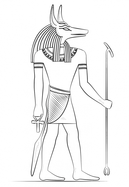 Anubis the God of Death coloring page image