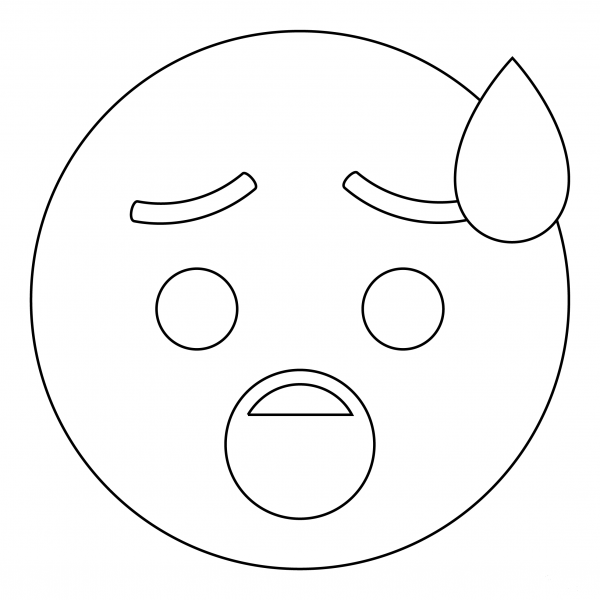 Anxious Face with Sweat coloring page image