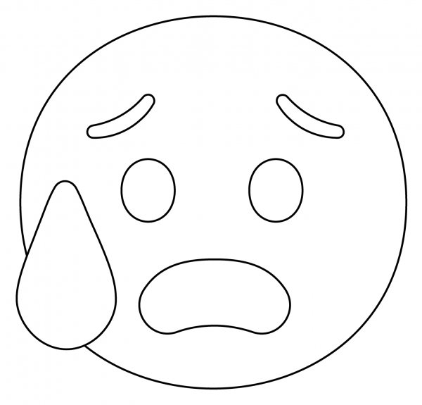 Anxious Face with Sweat Emoji coloring page image