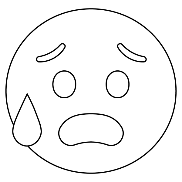 Anxious Face with Sweat Emoji coloring page image