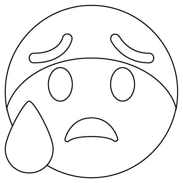 Anxious Face with Sweat Emoji coloring page image
