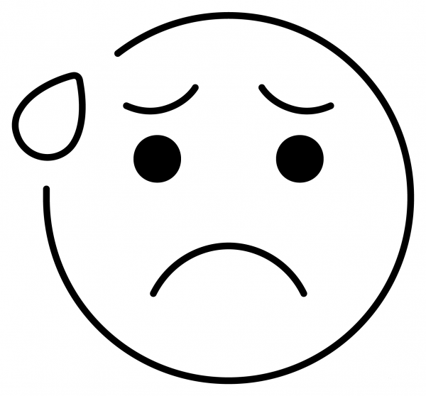 Anxious Face with Sweat Emoji coloring page image