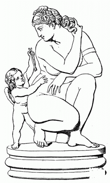 Aphrodite and Eros coloring page image