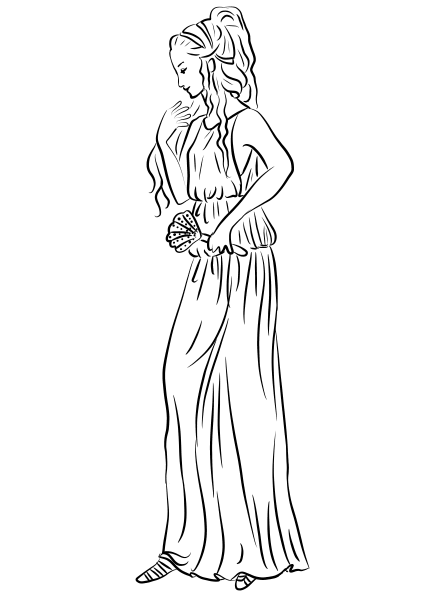 Aphrodite or Venus coloring page image