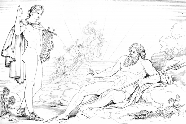 Apollo and Ocean  – Shelley, Prometheus Unbound, Act III, Scene 2 coloring page image
