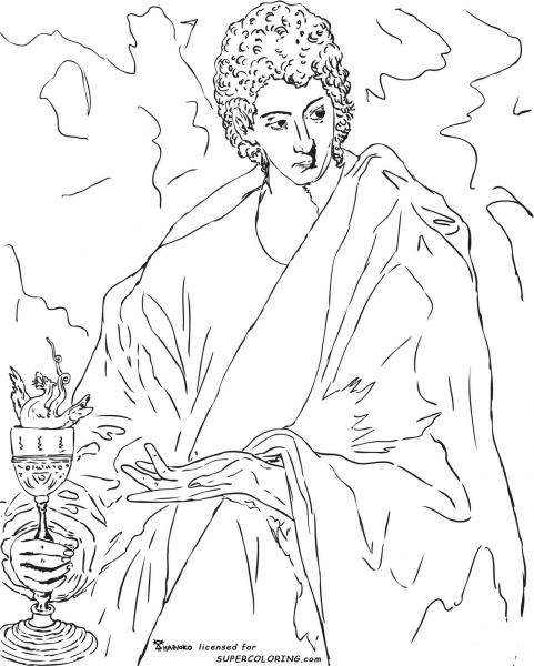 Apostle St. John the Evangelist by El Greco coloring page image