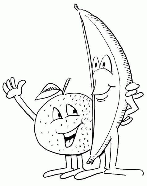 Apple and Banana Are the Best Friends coloring page image