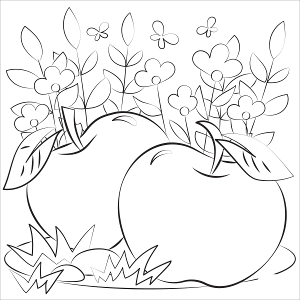 Apple coloring page image