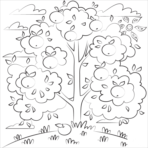 Apple Tree coloring page image
