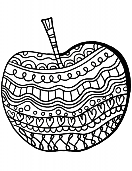 Apple with Pattern coloring page image