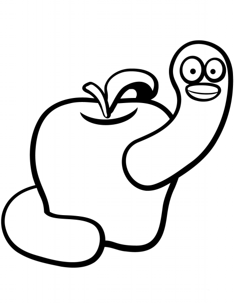 Apple Worm coloring page image