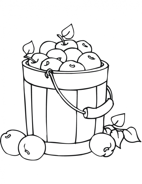 Apples in a Bucket coloring page image