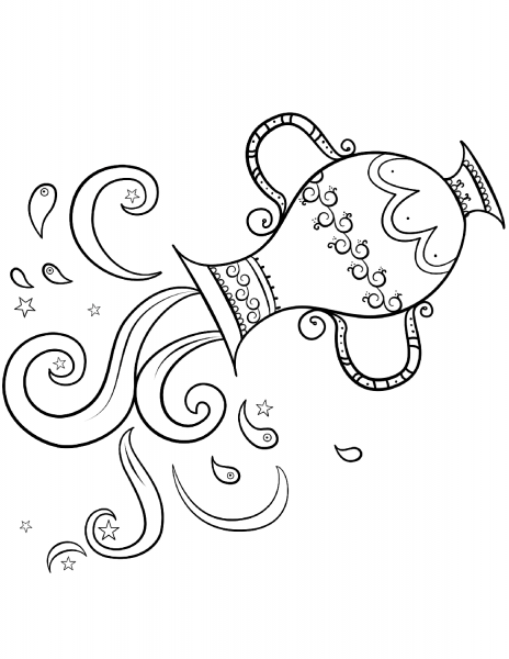 Aquarius zodiac sign coloring page image