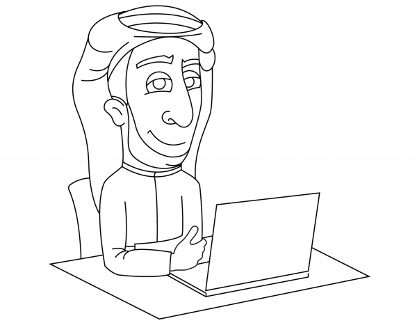 Arabian Office Worker coloring page image