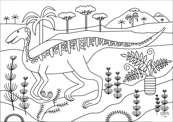 Archaeornithomimus coloring page image