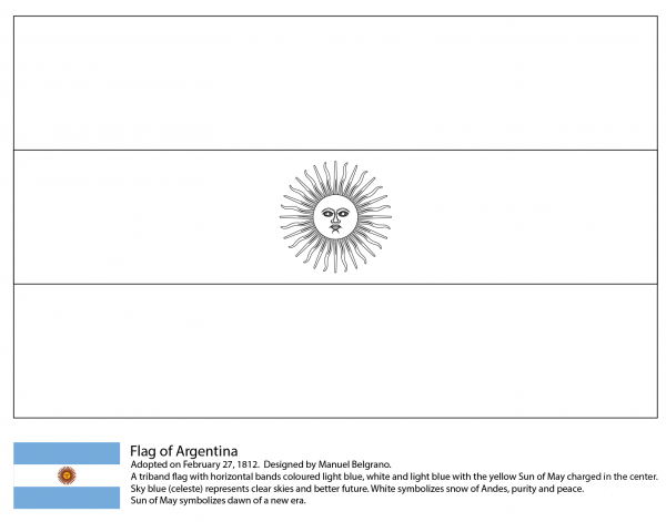 Argentina Flag coloring page image