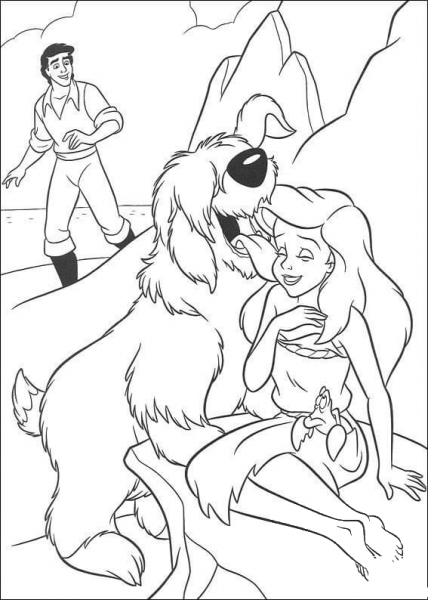 Ariel and dog Max coloring page image