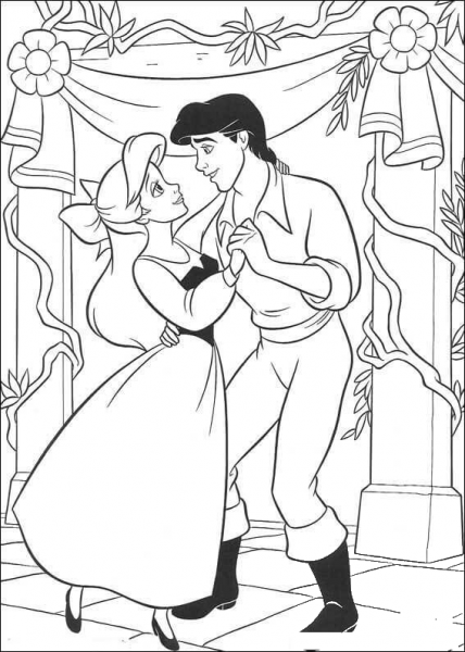 Ariel And Eric Are Dancing  coloring page image