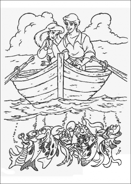 Ariel And Eric Are Sailing Together  coloring page image