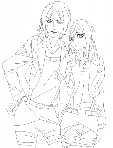 Historia Reiss and Ymir coloring page image