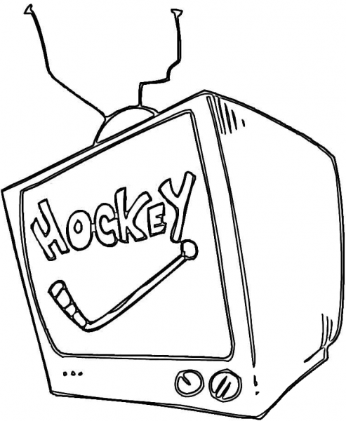 Hockey On Tv  coloring page image