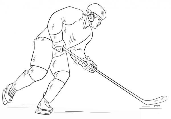 Hockey Player coloring page image