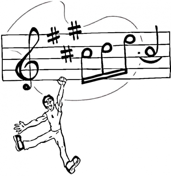 Holding on Musical Notes  coloring page image